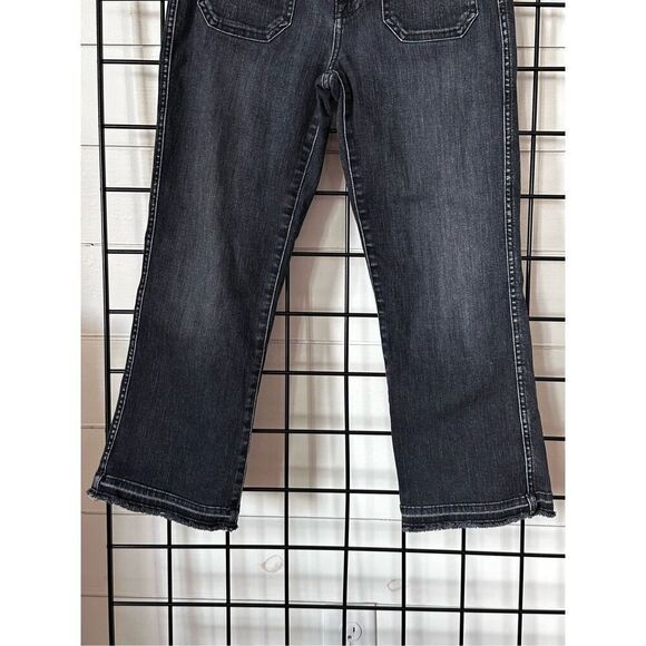 7 for all Mankind Bootcut Cropped Jeans Womens 27 Black Denim Bardot‎ Pocket - Picture 3 of 12